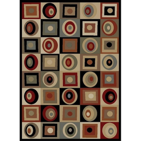 Concord Global 6 ft. 7 in. x 9 ft. 6 in. Soho Round and Squares - Black 60236